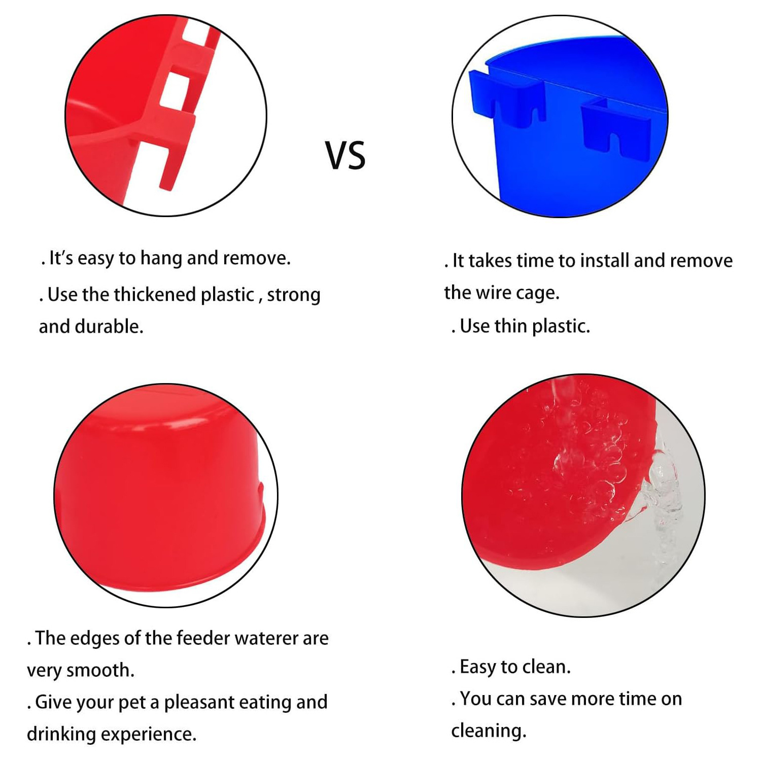 Bird Hopper Cage Cup Bird Feeder Trough Food Box Tray Easy to Clean Semi-Circular Plastic Hanging Box