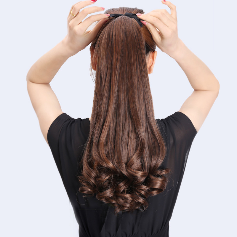 Парик-конский хвост женский длинный кудрявый с завязкой, цветок из перламутра, большая волна, реалистичный, средней длины, короткий парик, искусственный конский хвост