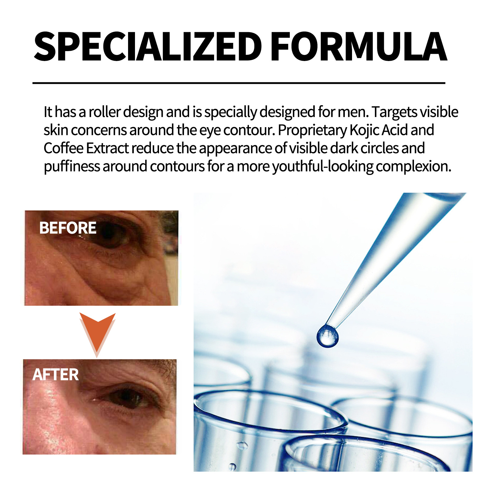 East Moon Men's Moisturizing Vitality Eye Roller Tightening Lacquer Fade Fine-lines Dark Circles and Bags under the Eyes