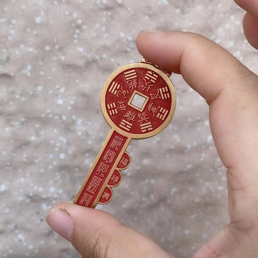 Wholesale Taoist Cinnabar Mountain Ghost Spending Money to Open Treasury Key Pendant Brass Gandao Jiafu Lu Shou Copper Pendant Hanging