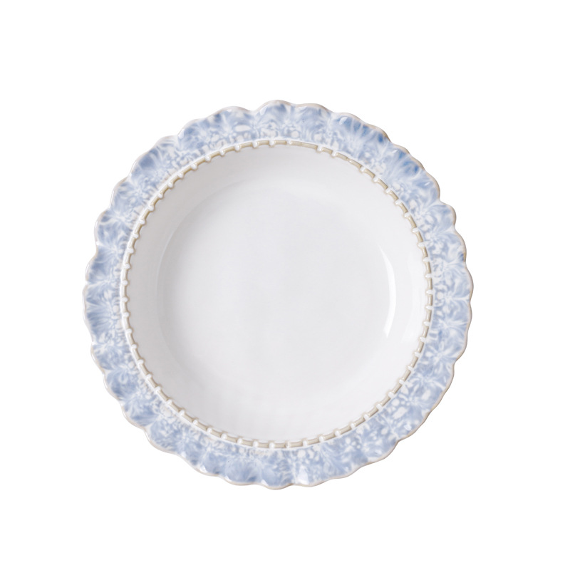 Smoke Blue tableware creative series bowl and dish set kiln change simple household ceramic underglaze color Rice Bowl factory wholesale