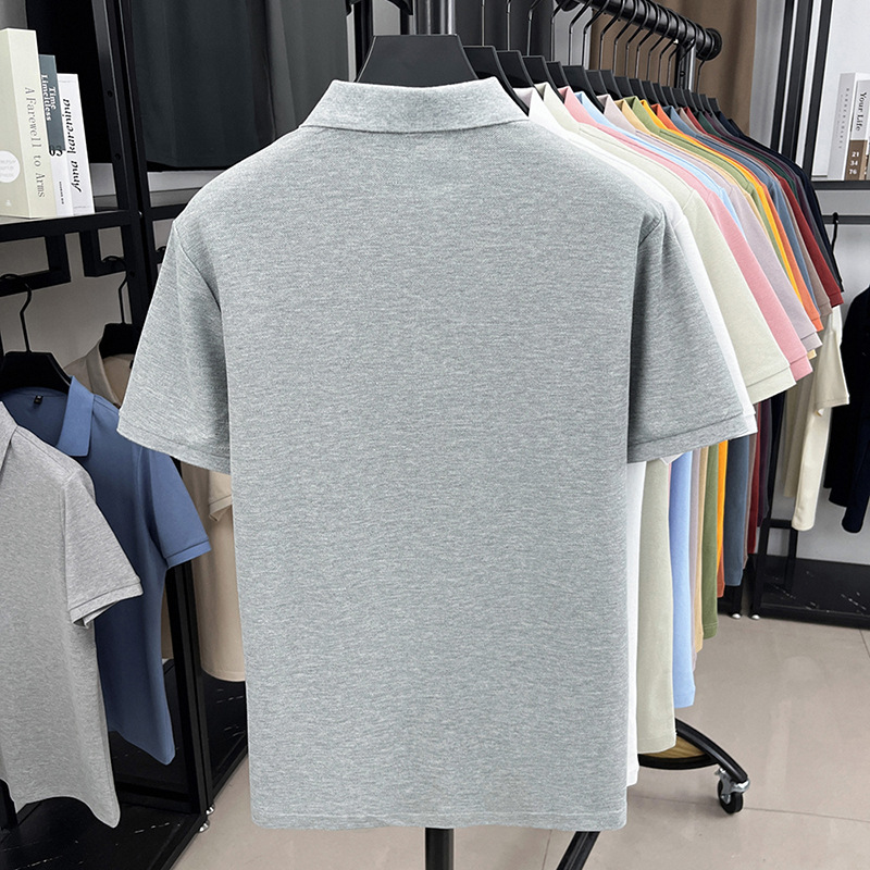 Summer 100 Cotton Men's Lapel Polo Shirt Business Casual Embroidered Short Sleeve T-shirt Fashionable Middle-aged Dad