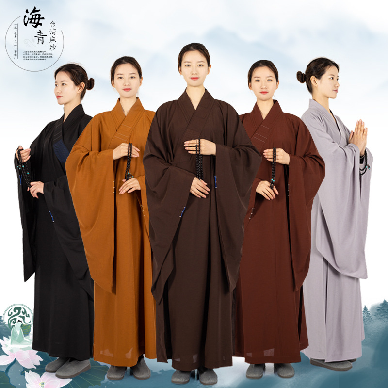 Длинное пальто из конопляной ткани Haiqing, одежда для женщин с длинным рукавом, медитационная одежда для мужчин, весна, лето, осень и зима