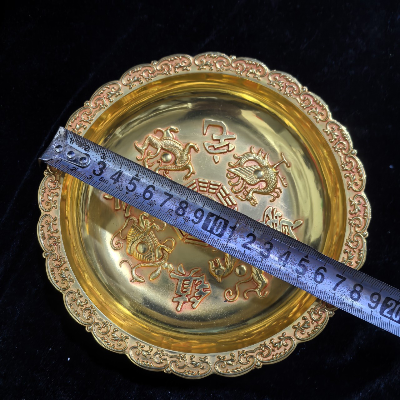 Antique Bronze Pure Copper Gilt Plate Dish Home Furnishings Antique Collection