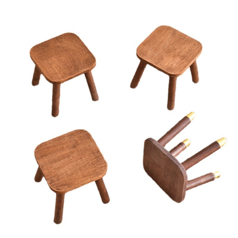 Living Room Full Solid Wood Small Stool Wax Oil Change Shoes Low Stool Balcony Rubber Wood Small Stool Kindergarten Children's Stool
