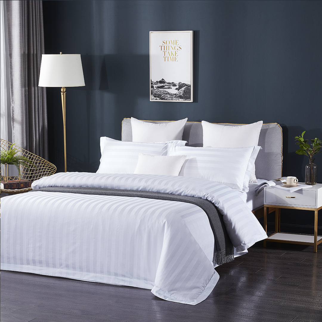 Cotton bedding hotel homestay hotel four-piece one-piece pure cotton simple satin bed sheet quilt cover pillowcase