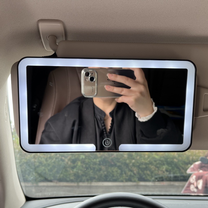 Cross-Border Car Makeup Mirror 3X Magnification High-Definition Sun Visor Co-Pilot Car Led Three-Color Adjustable Makeup Mirror