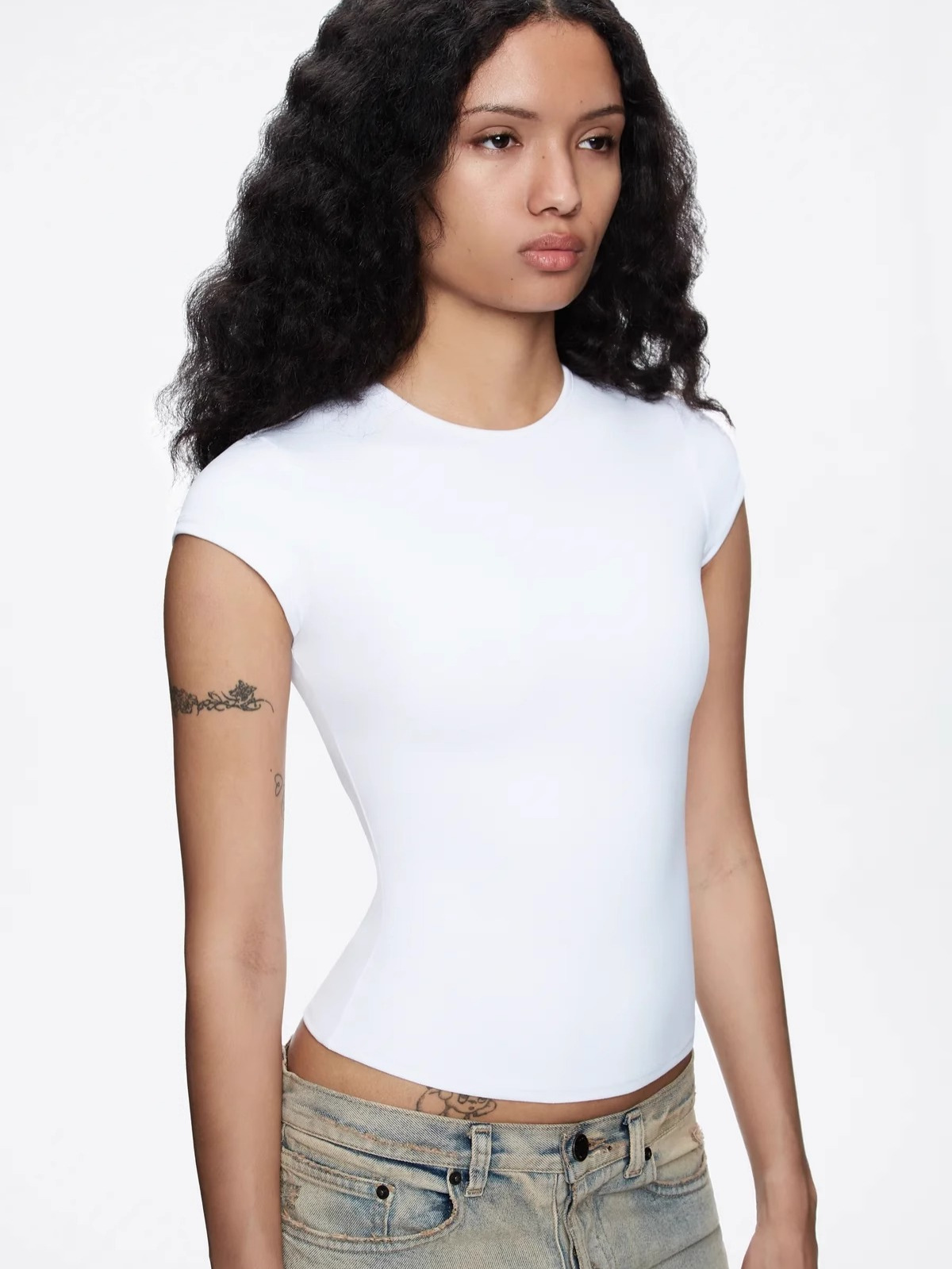 Spot Tankair Sexy Skin-Friendly Nude Elastic Tight Fitness Right Shoulder Small Flying Sleeve T-Shirt Sports Quick-Drying Top