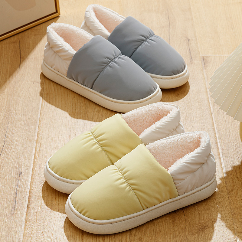 New Winter Home Shit-feeling Cotton Slippers Indoor Home Waterproof Thick Bottom Men's Warm Outer Wearing Down Cotton Slippers