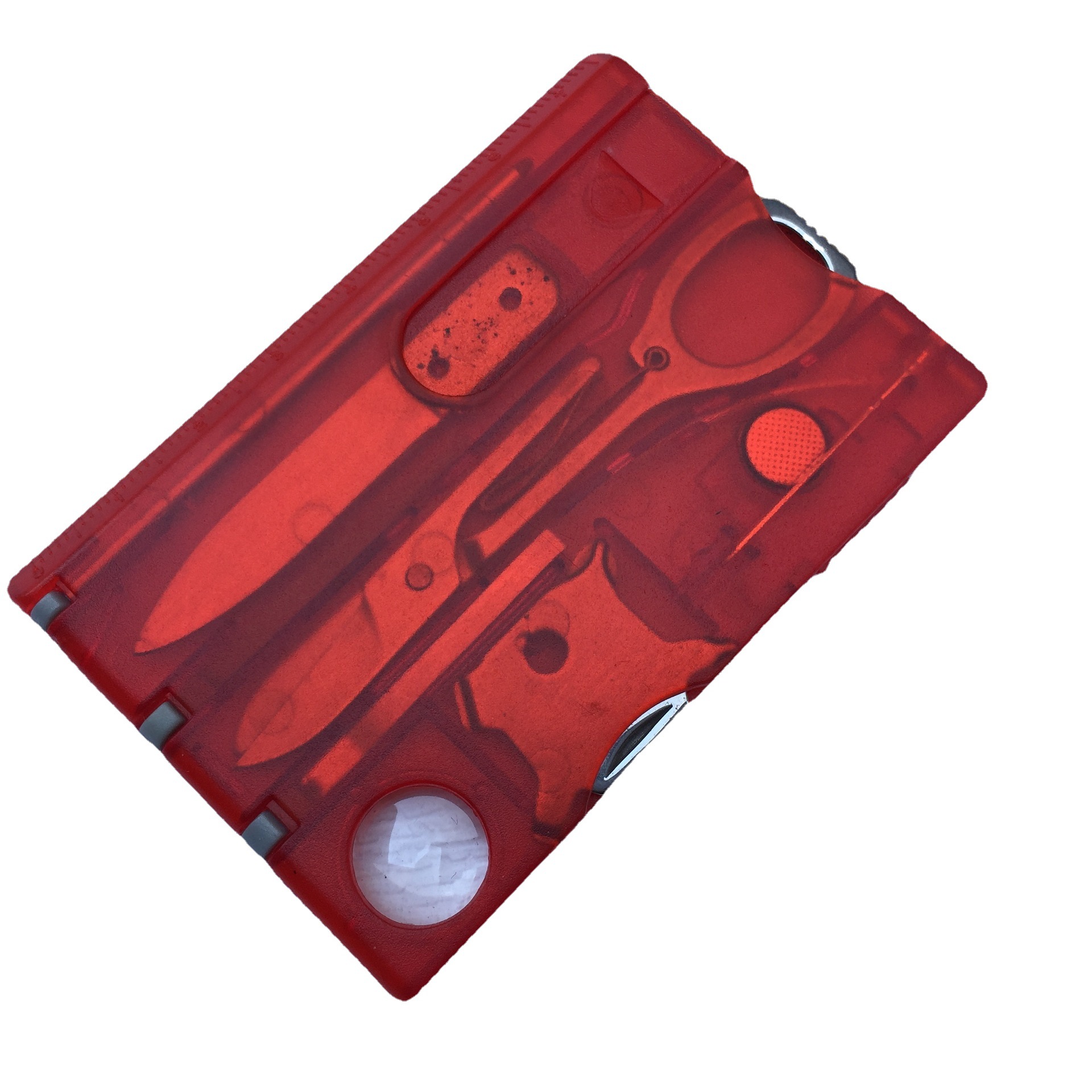 Outdoor camping multi-functional Swiss Army knife card combination multi-purpose survival tool beauty suit tool card with light