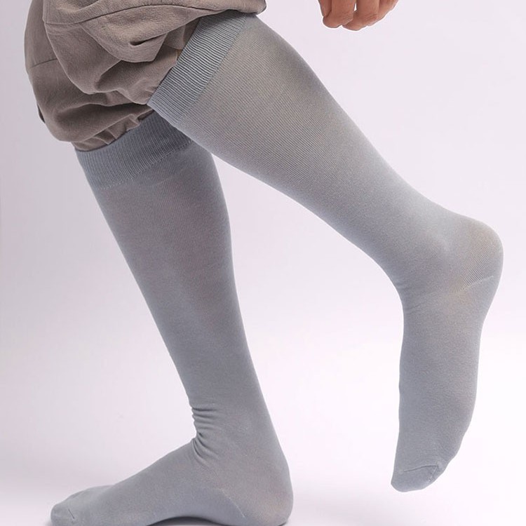 Shallow Zhu No Leggings Long Socks Monk Socks Yellow Cotton Gray Soil Yellow Large High Elastic Leg 9053