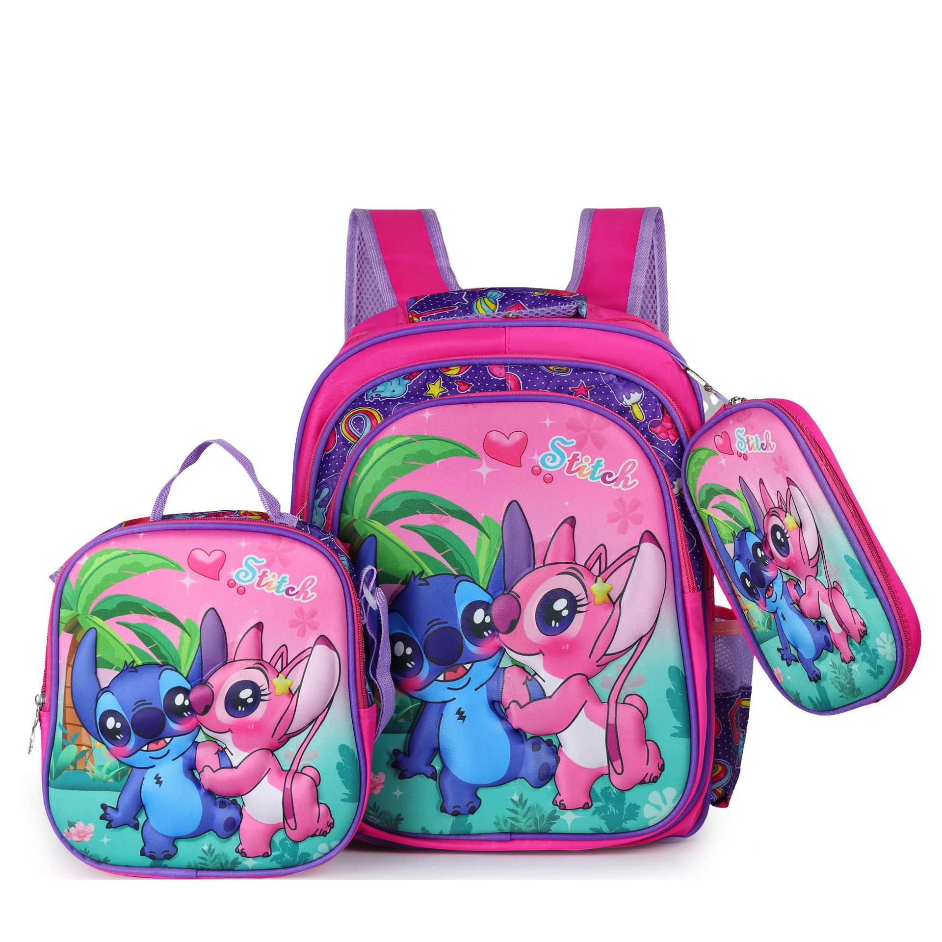 Cross-border three-piece children's schoolbag 16-inch sleeved pull rod large capacity 3D hard shell labubu kindergarten schoolbag