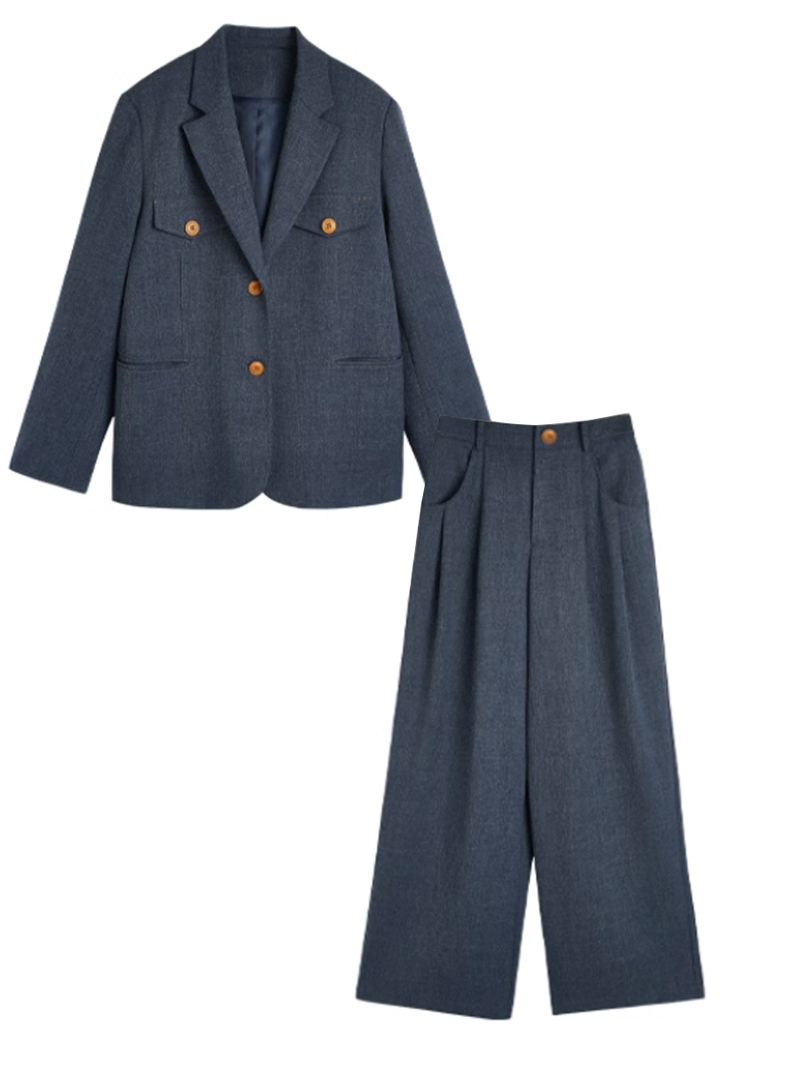 2025 New Spring and Autumn Suit Fashionable Old Money Style Suit Wide Leg Pants Two-Piece Suit [6673]