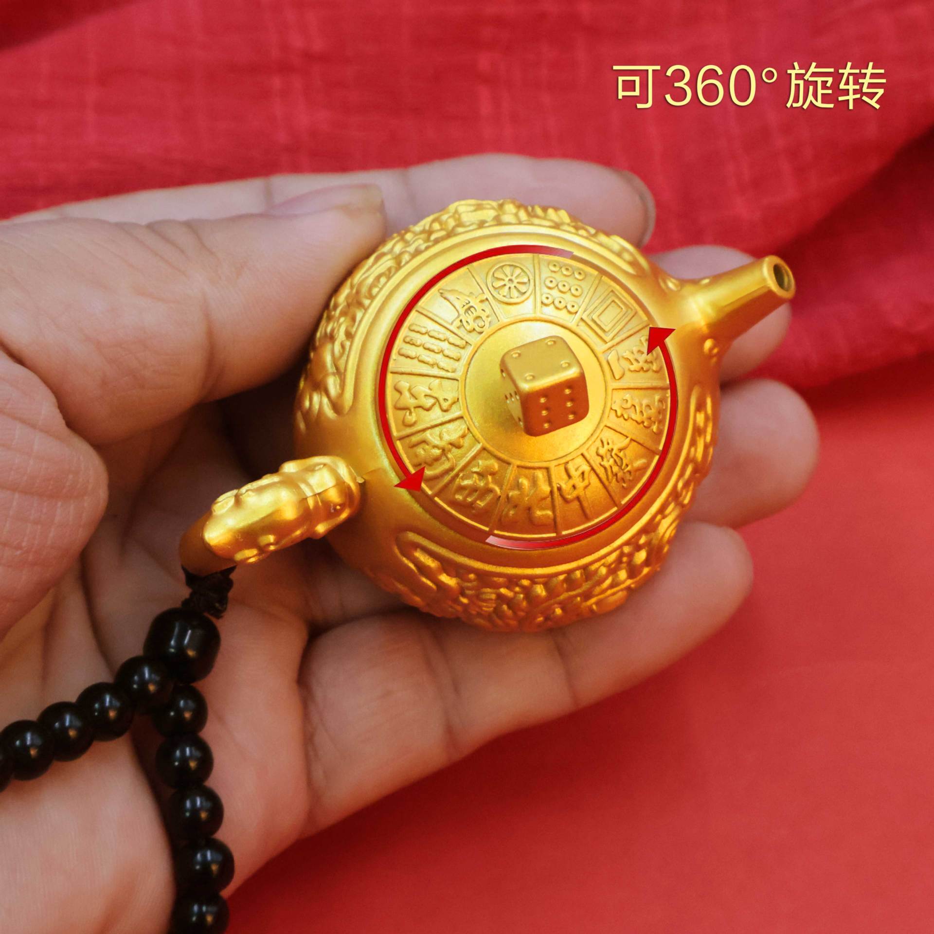 The relief dragon and phoenix turn the pot around the mini teapot immediately turn the Chinese hand handle piece to play mahjong crafts