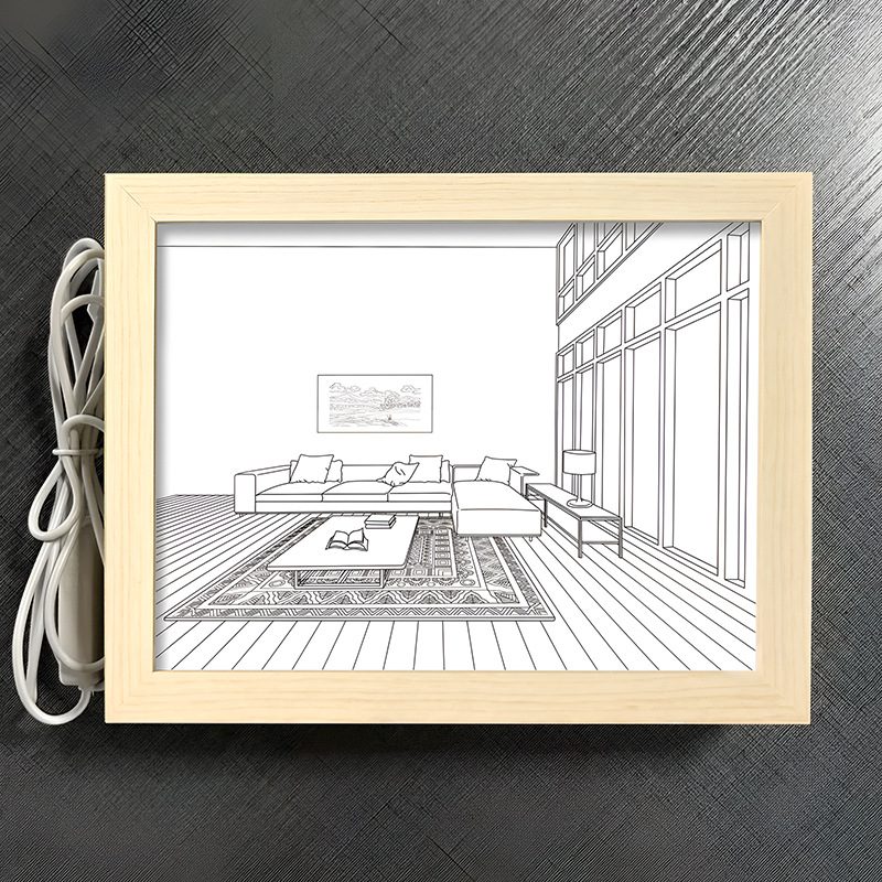 Desktop Table Lighting Painting Led Luminous USB Interface Photo Frame Decorative Painting Bedroom Bedside Night Light Ornaments Lighting