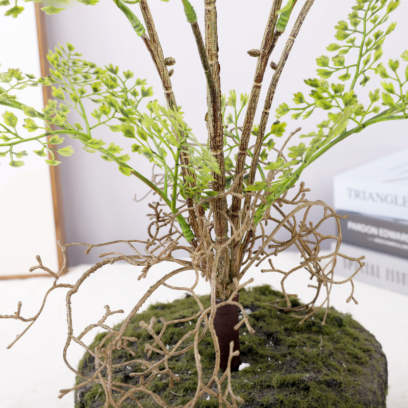 Simulated Green Plant Persian Grass 6-Prong Bunch Fern Leaf Decoration Celebration Road Guide Wedding Pine Grass Mist Sunflower Leaf Landscaping