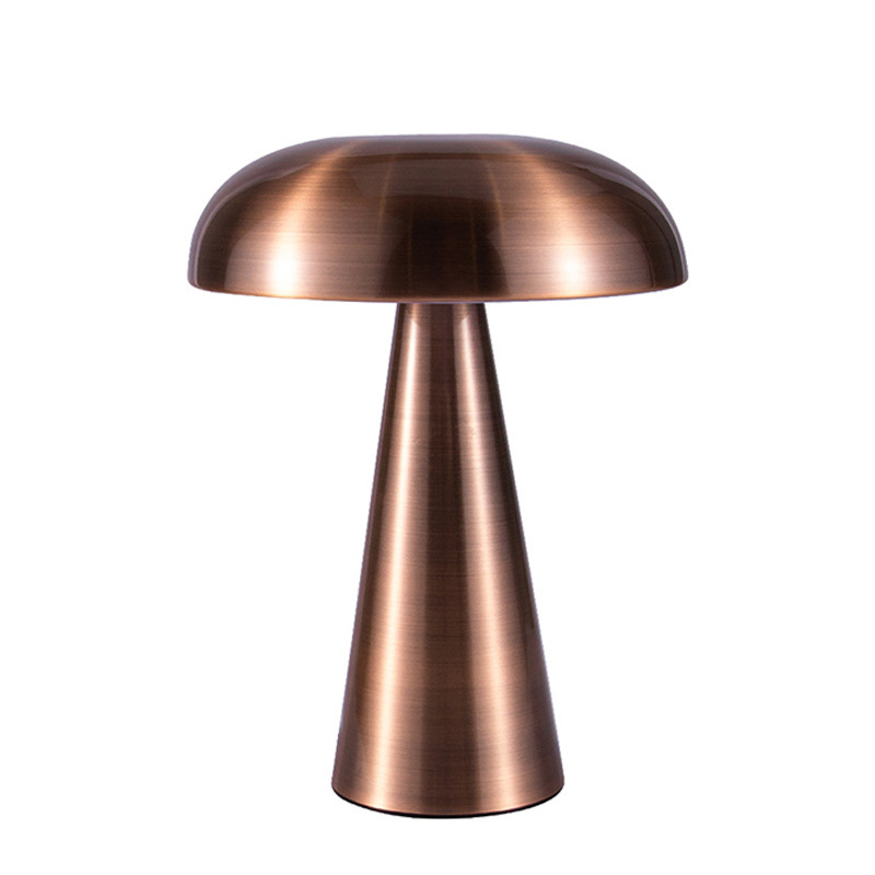 Chrome Mushroom Metal Nightlight LED Red Mushroom Table Lamp Tri-color Dimming Study Bar Atmosphere Table Lamp