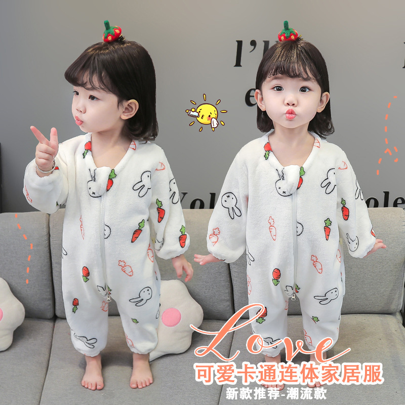 Jumpsuit autumn baby boys' sleeping bag Spring and Autumn Spring and autumn baby pajamas anti-kick quilt autumn and winter thick Four Seasons Universal