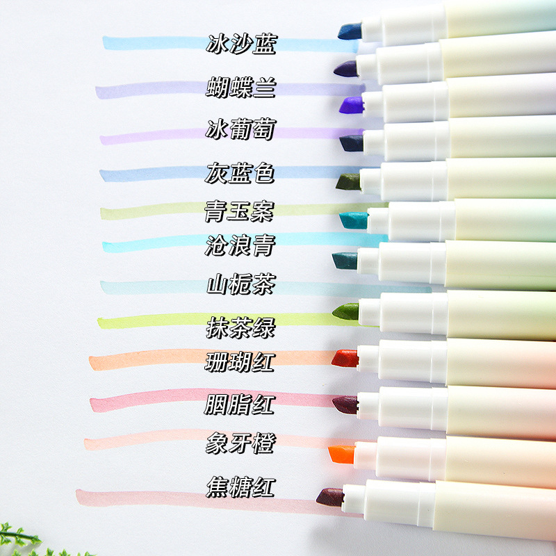 Gradient Color Highlighter High-Value Color Marking Student Meeting Marker Pen Eye-Protecting Color Large-Capacity Highlighter Pen