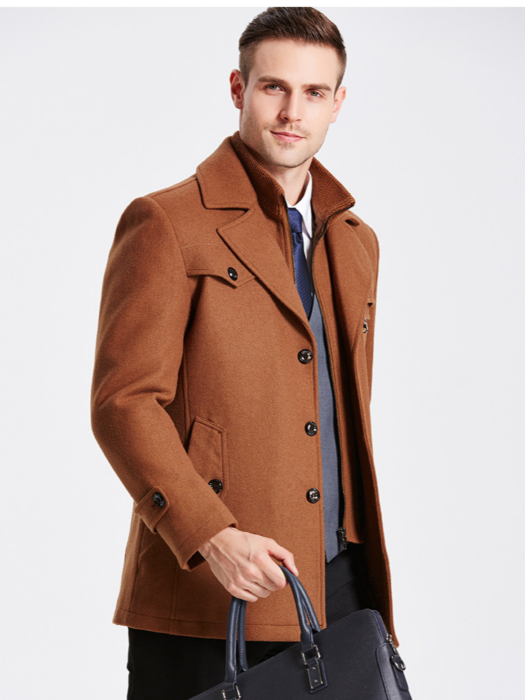 European Size Men's Woolen Outwear Men's Double Collar Wool Outwear Wholesale Cross-Border Supply Wish Amazon Plus Size Men's Clothing