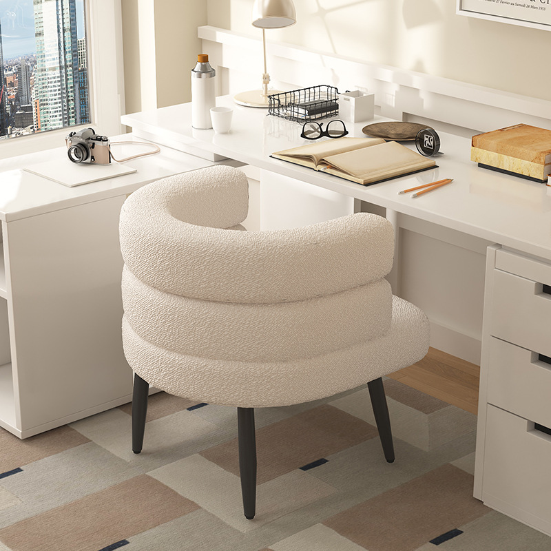 Lambswool single sofa bed & breakfast living room solid wood Nordic minimalist ins style design light luxury single leisure chair