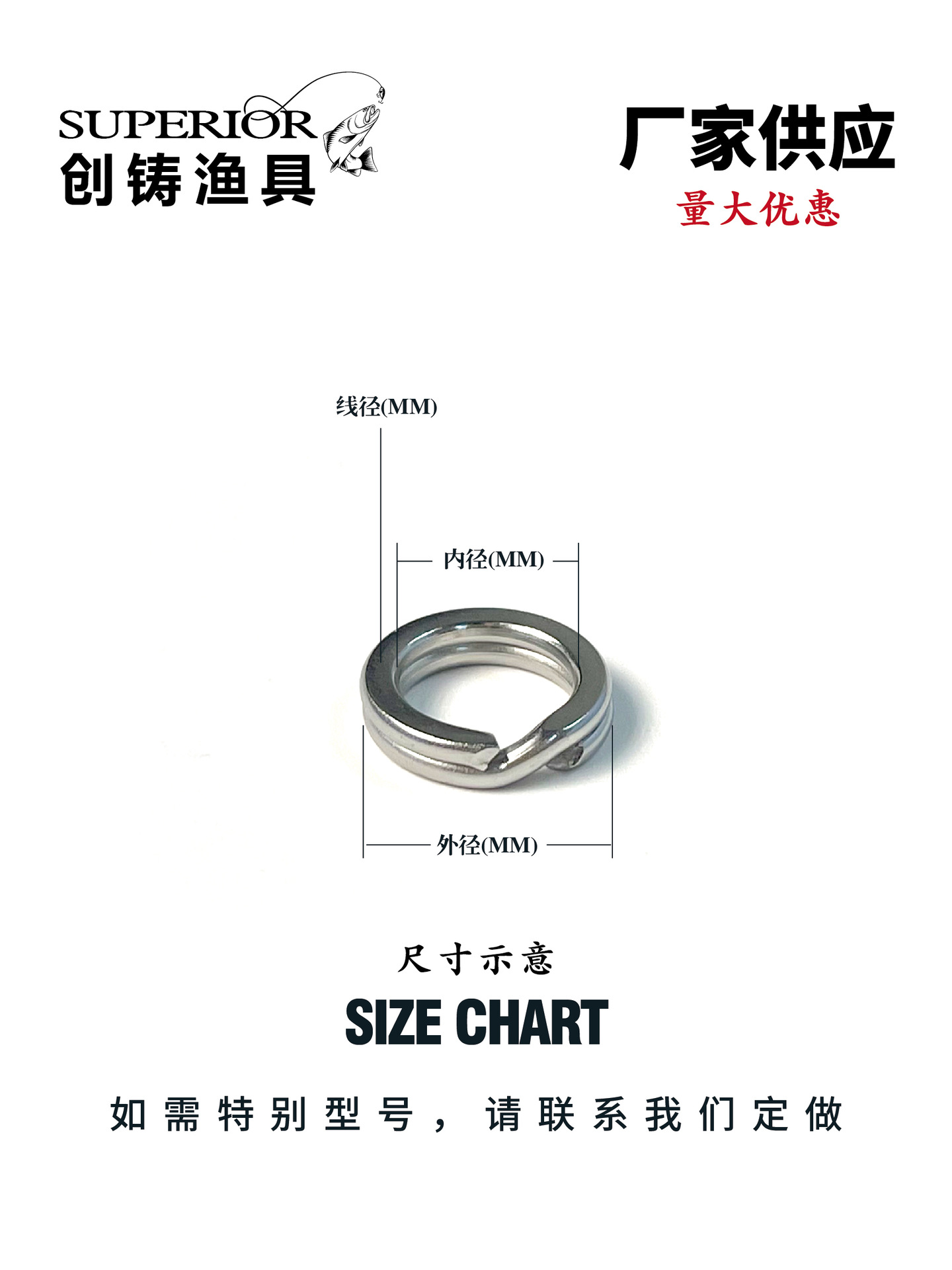 Stainless Steel Luya Double-Circle Flattened Double-Circle Fake Bait Connector Sea Fishing Three-Hook Iron Plate Accessories Spot Wholesale