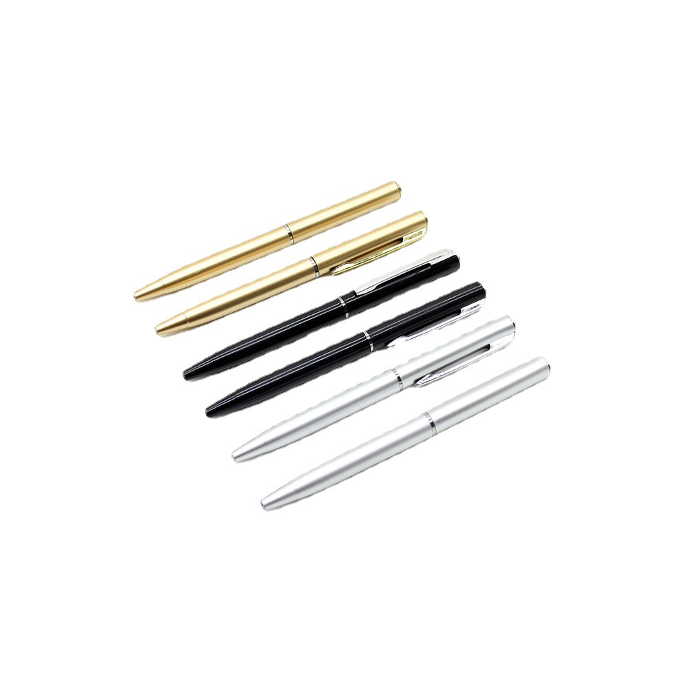 Short 10cm Small Ballpoint Pen Rotating Mini Small Xihua Gold Silver Short Pen with Notebook Gift Ballpoint Pen