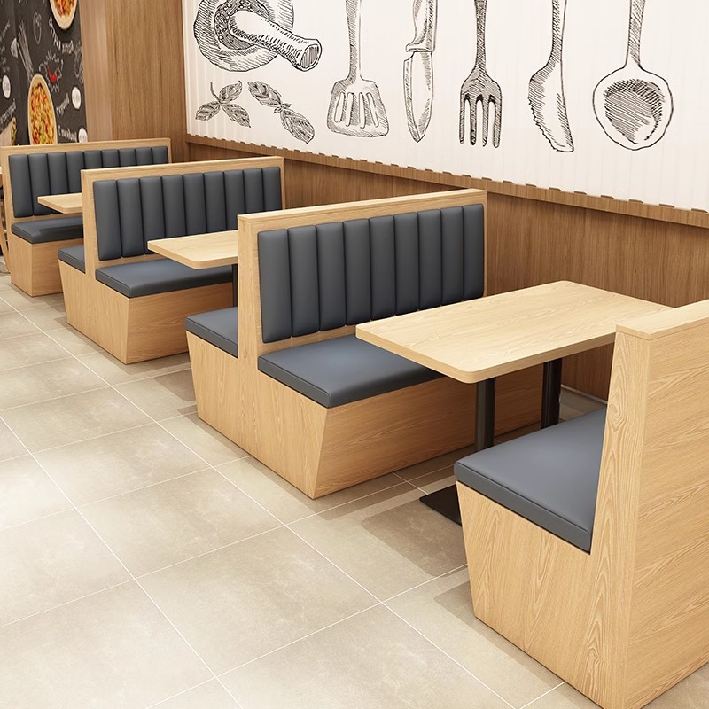 Restaurant Card Seat Sofa Commercial Tea House Restaurant Restaurant Storage Wall Card Sitting Dining Table Hot Pot Restaurant Table and Chair Customization