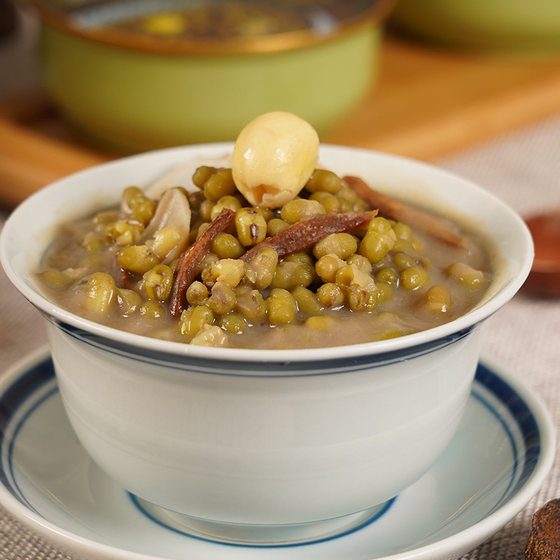 Runcongtang Tangerine Peel Lotus Seed Mung Bean Paste 185g*8 Bowls Ready-To-Eat Wholesale Instant Porridge Cantonese Group Buying Dessert