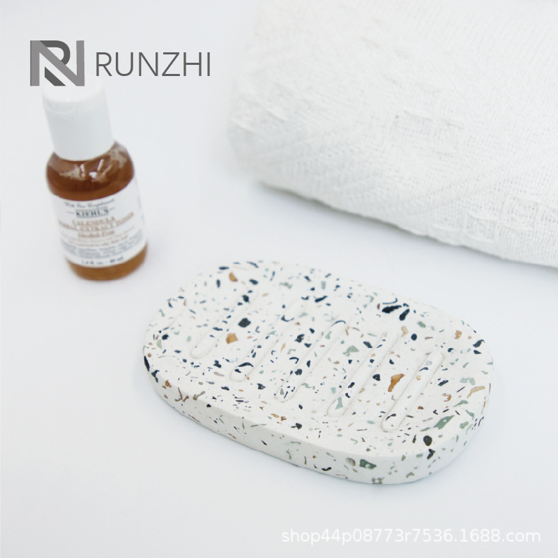 Мыльница из терраццо для дома, простой цементный держатель для мыла, бетонная полка для хранения в ванной туалете