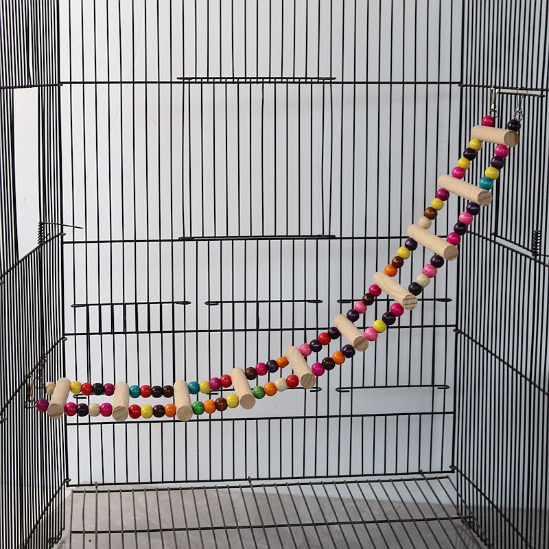 Wooden beads climbing ladder large and medium-sized parrot supplies climbing ladder Ladder swing bite toy Birdcage stand bar wholesale