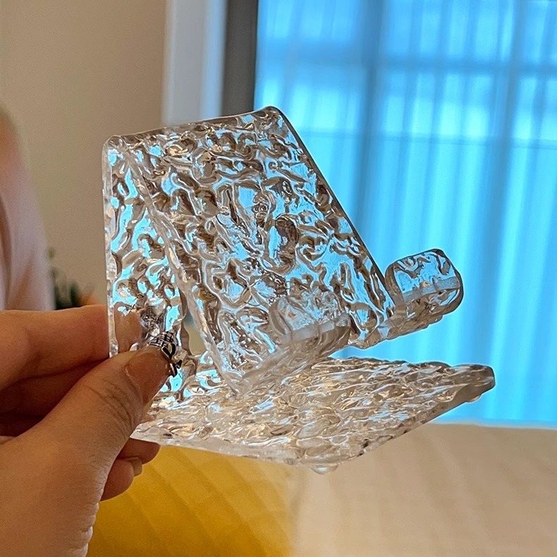 Glacier pattern transparent desktop mobile phone bracket simple ins style ~ student dormitory common creative online class drama rack