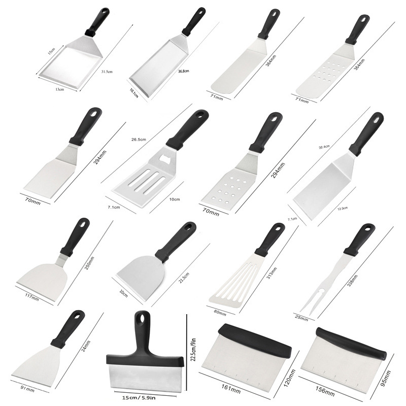 Factory in stock stainless steel cooking shovel steak shovel teppanyaki frying shovel thickened barbecue tools kitchen utensils cooking shovel
