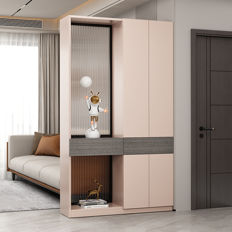Solid Wood Home Entrance Entrance Cabinet Hall Cabinet Living Room Partition Cabinet Light Luxury Glass Screen Cabinet Door Entrance Entrance Cabinet Shoe Cabinet
