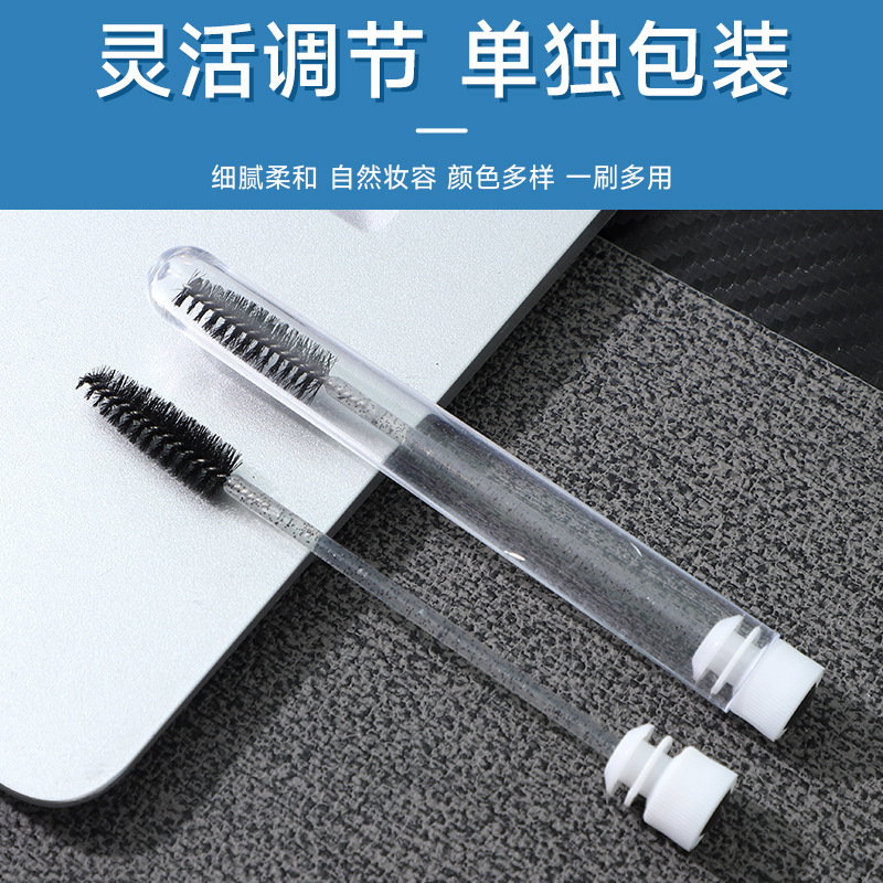 Cross-Border Tube Eyelash Brush with Diamond Eyelashes, Crystal Rod, Spiral Eyelash Comb, Eyebrow Brush, Portable Eyelash Curling Brush