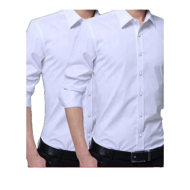 New White Shirt Men's Long-sleeved Slim-fit Work Business Dress Shirt Professional Short-sleeved Shirt Autumn and Winter fleece-lined Thickened