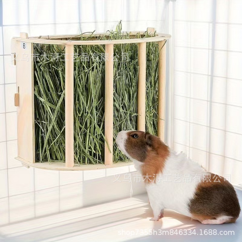 Деревянная кормушка для кроликов, подвесная кормушка для травоядных, для морских свинок, сенник для кроликов