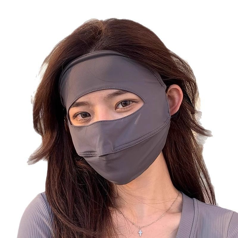 Sun Protection Mask Full Face Anti-Uv Ice Silk Mask Wholesale Thin Breathable Sunshade Face Kini Cycling Large Brim