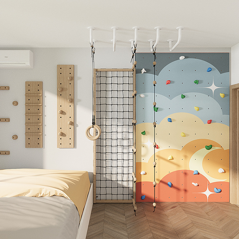 Children's Home Rock Climbing Wall Indoor Wooden Physical Training Multi-functional Fitness Climbing Physical Sensory Training Equipment
