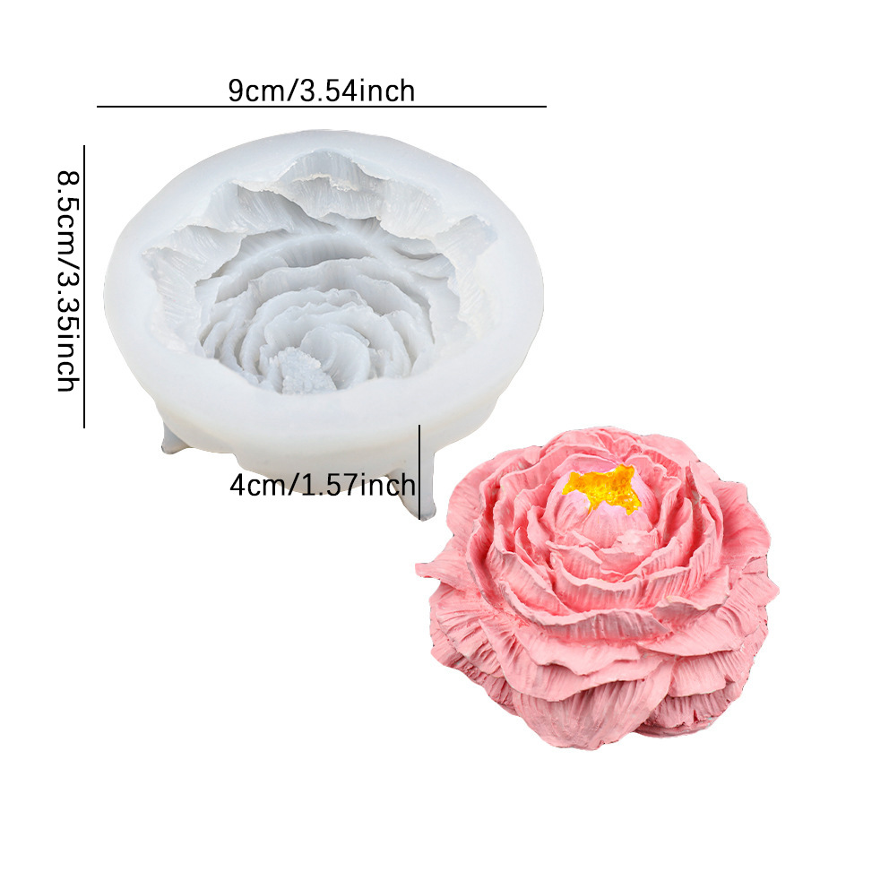 Large Peony Flower Scented Candle Mold DIY Handmade Soap Diffusing Gypsum Home Decoration Silicone Mold