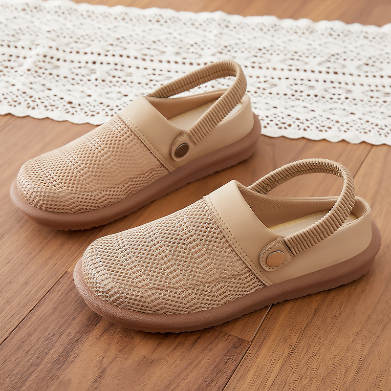 Slippers for Women, Summer Outer Wear, Breathable Cotton and Linen Slip-On Casual Shoes, Artistic Outdoor Half-Slippers, Comfortable Mom Shoes for Women
