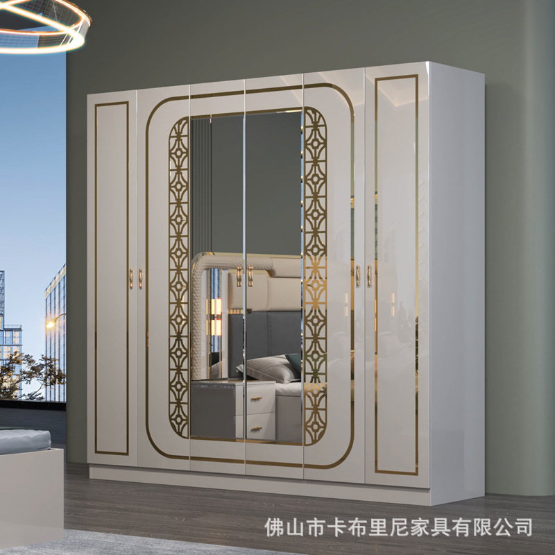 Exported to Guangdong Foshan 1.8m Double Queen-Size Wardrobe Combination Master Bedroom Panel-Style Home Bedroom Furniture Light Luxury
