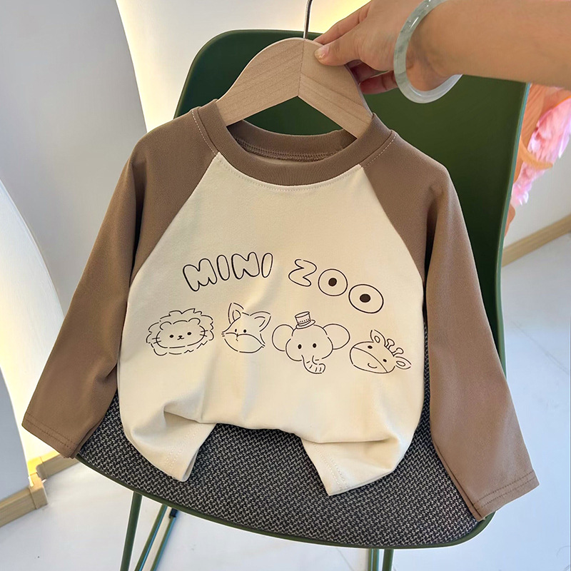 Children's Base Shirt Long-sleeved Warm Small and Medium-sized Children's Fleece Single Top Spring Autumn Winter Pullover Outer Wear Autumn Clothes Children's Clothing