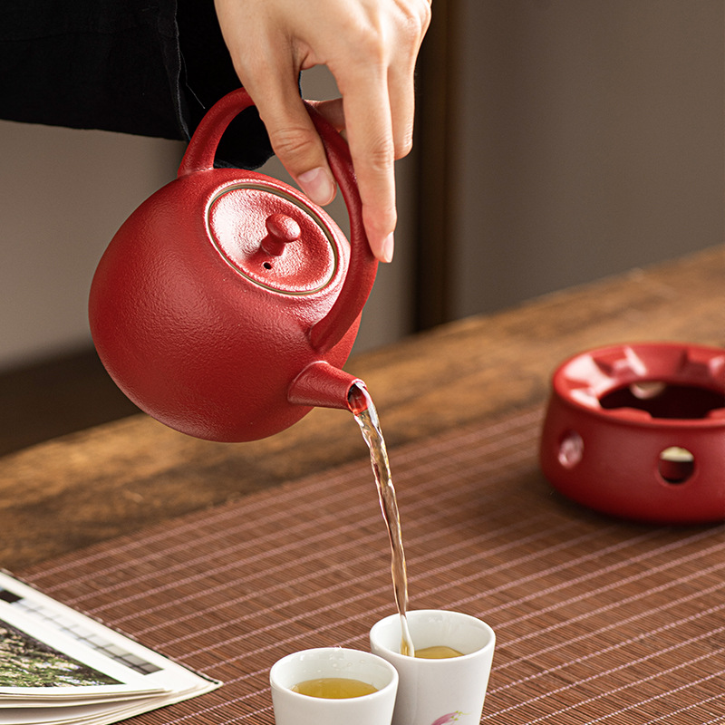 Japanese-style hot tea stove household hot tea warmer tea candle base kung fu tea set suit one pot four cups lifting beam single pot