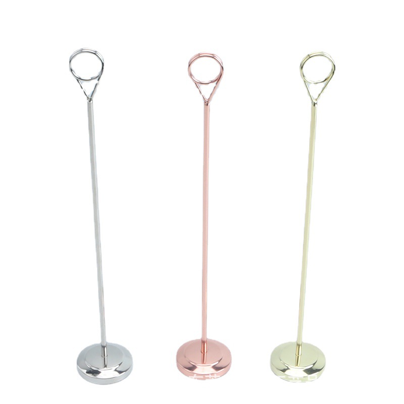 Stainless steel drop-shaped bold support Rod seat card holder plate holder hotel restaurant wedding table number plate table card