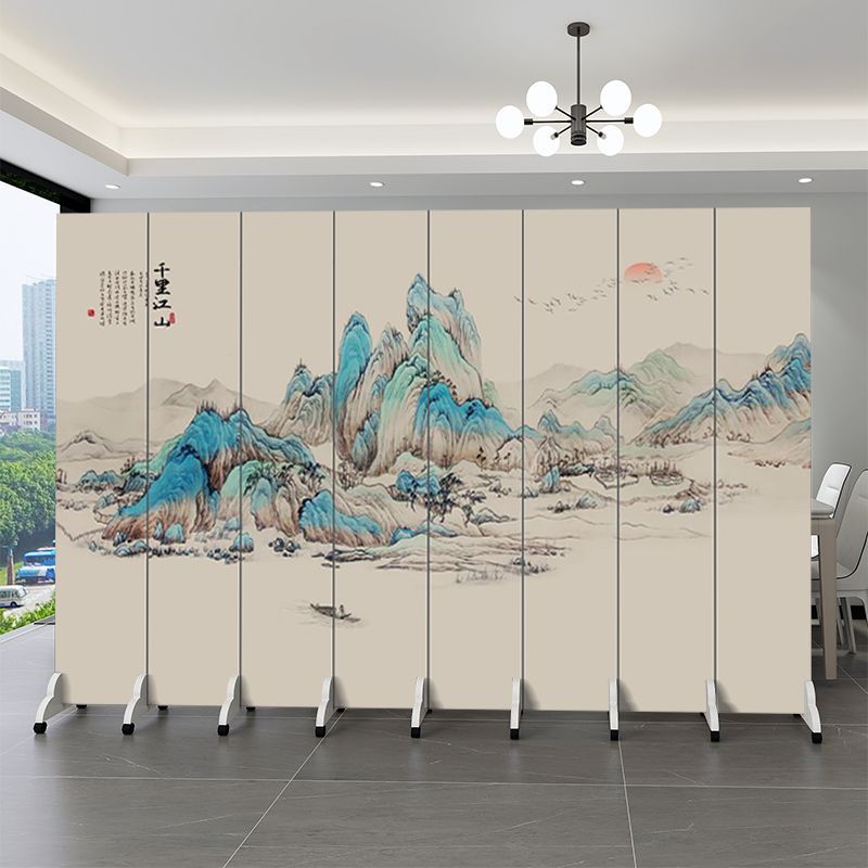 Qianli Jiangshan Picture Partition Screen Office Foldable Tea Room Hotel Chinese Landscape Painting Screen Partition Living Room