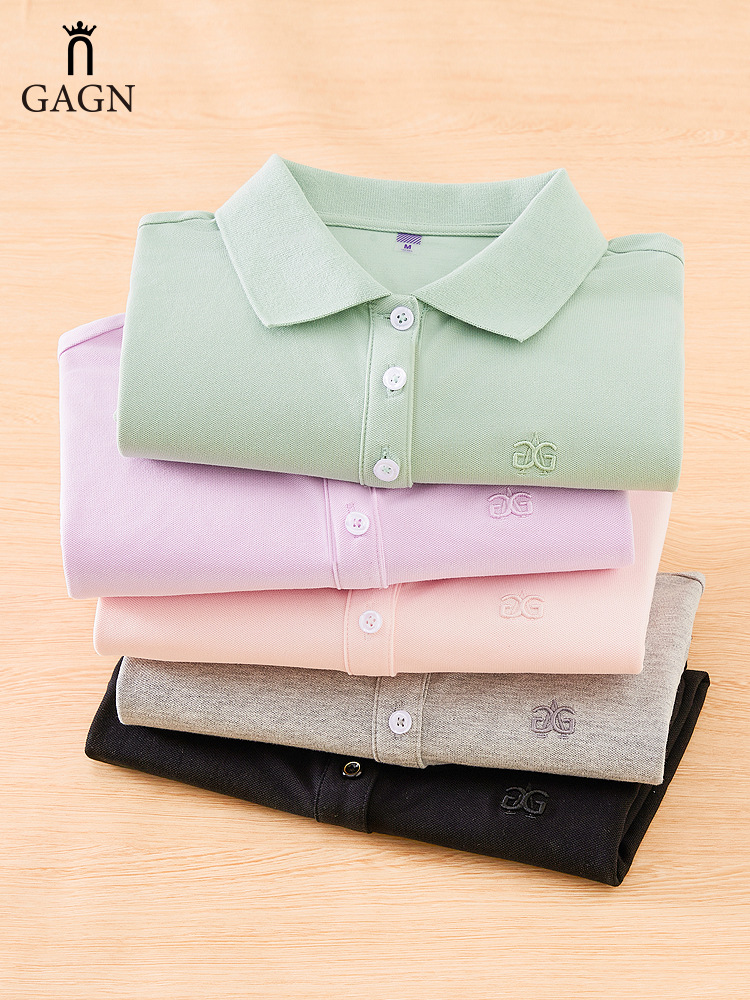 Crown Embroidery Summer Pure Cotton Shoulder Short Sleeve T-Shirt Women's Logo Paul Advertising Collar Women's POLO Shirt