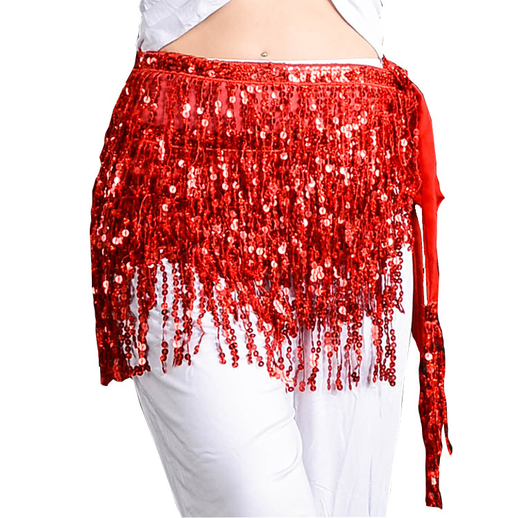 Halloween Belly Dance Performance Costume Sexy Sequins Tassel Hip Tablet Beadlet Waist Chain Indian Dance Performance Waist Tablet