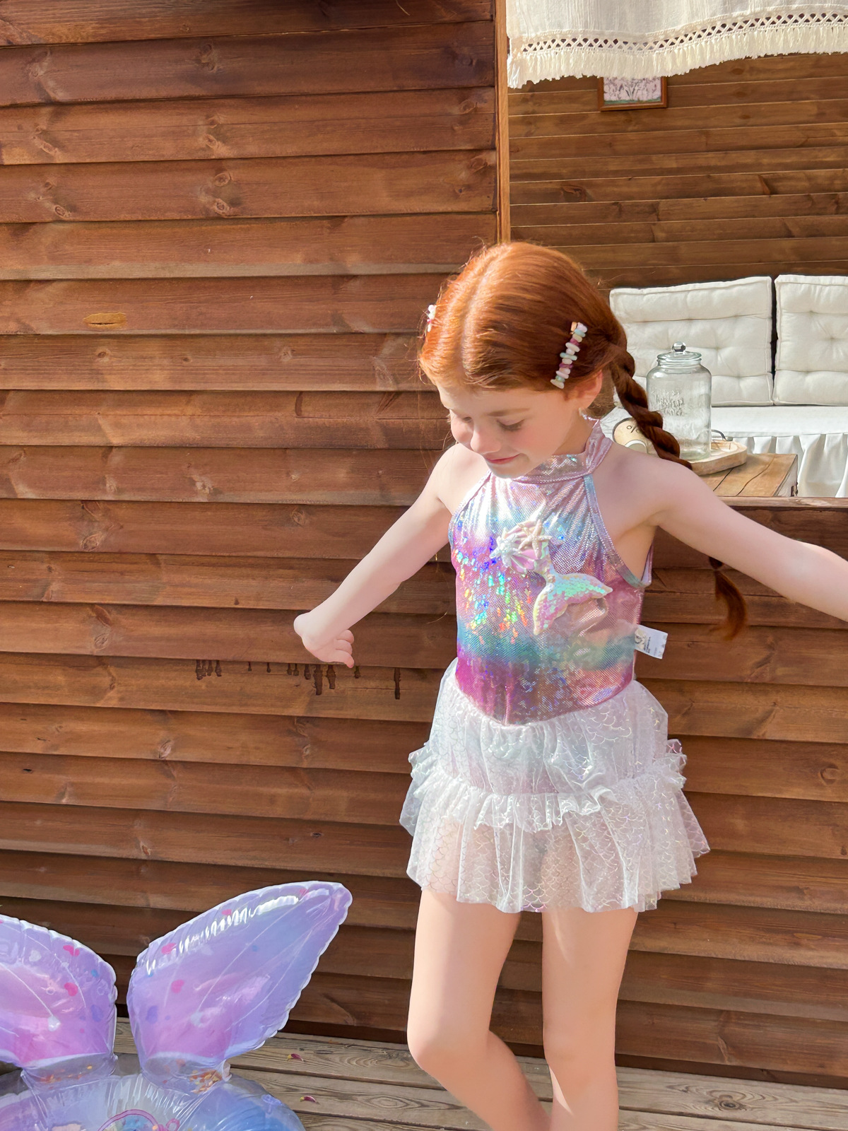 Girls 2025 New Swimsuit Summer Style Mermaid Bikini Girl Baby Mesh Kidsren's One-Piece Swimsuit