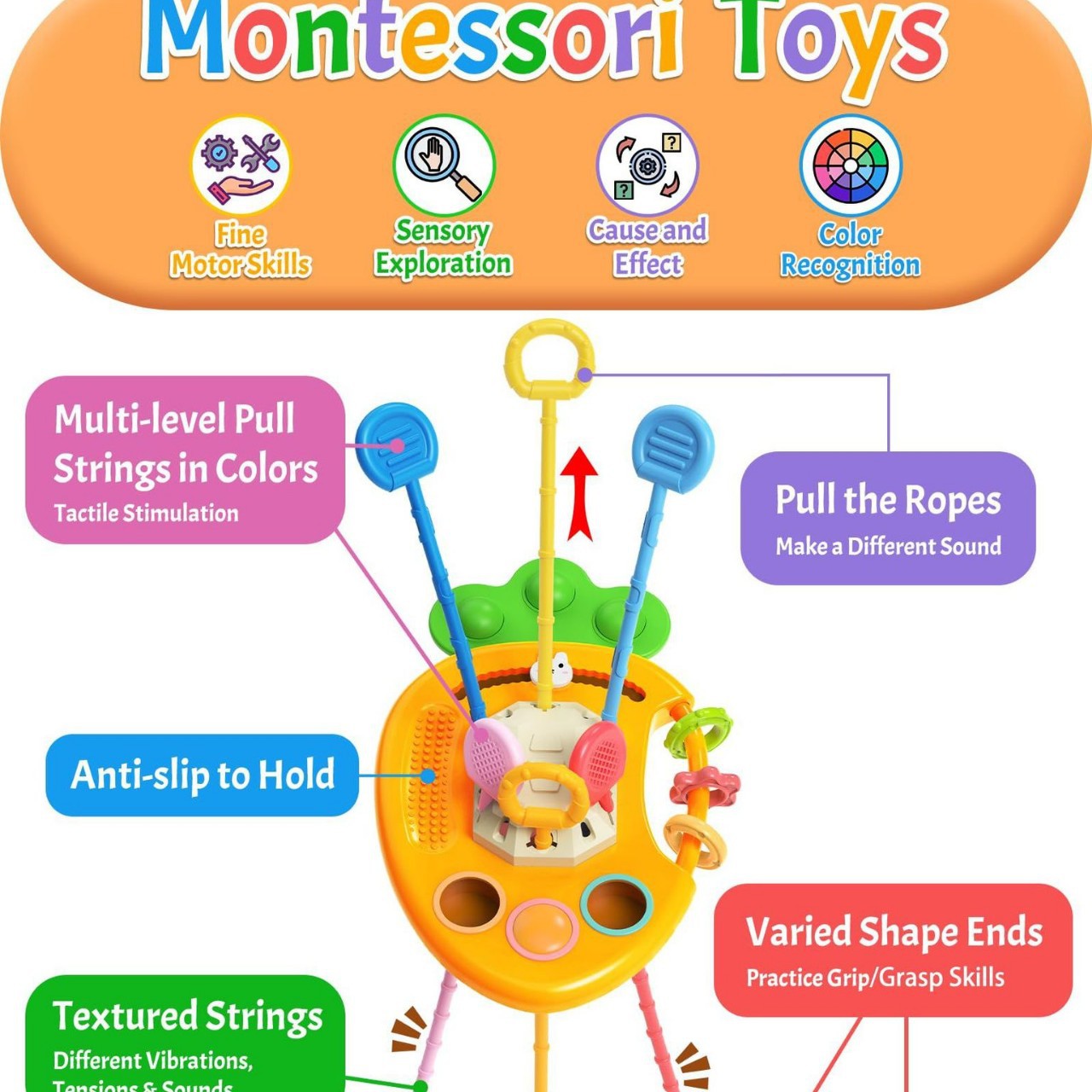 Cross-Border New Product Children's Cute Educational Chewable Radish Pull-Up Sensory Push-Pull and Press Fun Toy